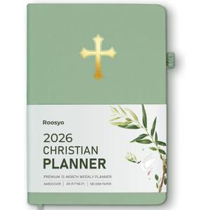 2 x 2026 Christian Planner for Women & Man 5.7"x8.3" 12-Month Hardcover Bible Journal and Prayer Organizer, Faith-Based Weekly & Monthly Planner with Scripture Verses, Christian Gifts (Sage Green)