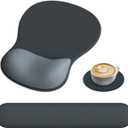 Mouse Pad with Wrist Rest, 3-in-1 Premium Lycra Fabric Memory Foam Ergonomic Wrist Support for Keyboard, Laptop & Desktop, Pain Relief Mousepad with Non-Slip PU Base for Office & Home (Gray)