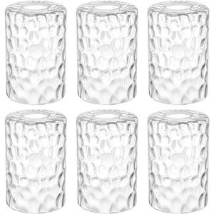 6 x Teenyyou 6 Pcs Clear Hammered Glass Shade Replacements for Pendant Light Fixtures Glass Lamp Shade Cover, 1-5/8 Inch Fitter E26 Base, 4"w x 6"h, Replacement Lamp Globe for Chandelier Wall Sconce