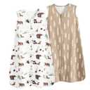 david's kids 100% Organic Cotton Baby Sleep Sack 12-18 Months, Ultra Soft Baby Wearable Blankets with 2-Way Zipper, 2 Pack Comfy Toddler Sleeping Bags for Boys Girls Neutral, Large Size, Woodland