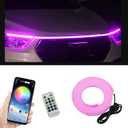 Pack-1 Car Hood LED Strip Light, 59In Long 12V Vibe Light, Waterproof Safe Guide Strip With Tape, Universal for Car Truck SUV Interior & Exterior (Pink)