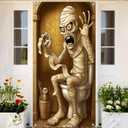 2 x Halloween Welcome Door Cover 71x35 Inch Front Porch Door Banners Decoration for Indoor Decor Fall Party Bathroom Mummy Theme