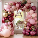 Burgundy Pink Balloon Garland Double Stuffed Pastel Light Pink Gold Mauve Balloons Maroon Lavender Latex Plum Balloon Arch Kit for Birthday Valentine Galentine Wedding Baby Shower Decoration