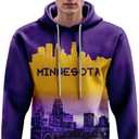 City Night View Silhouette Skyline Football Hoodie Gift for Men Football Sweatshirt Pullover Top Long Sleeve Hoodie (Purple, XXL)