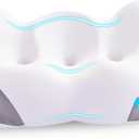 Memory Foam Pillows - Neck Pillow Ergonomic Wedge Pillow for Neck Pain Relief and Reduces Snoring Cool Feeling Bed Pillow for Side Back Sleepers, White-lightgrey, YH001