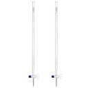 QWORK 25mL Class A Borosilicate Burette with Glass Key Stopcock - Laboratory Grade, 2 Pack Precision Graduated, 22.5 Inches Tall for Lab, Home, Beer, and Wine Making