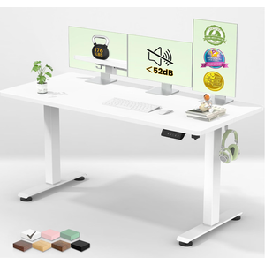 Veken 55 Inch Large Electric Standing Desk, Gaming Table, White