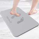 WNOMDY Bath Stone Mats Diatomaceous Earth Bath Mat Fast Water Drying Super Absorbent Diatomite Mat with Non-Slip for Bathroom Shower Floor,Kitchen Absorbent Pad,15.35x23.62inch,Light Grey,Hard 1-Pack
