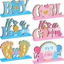Suzile 6 Pcs Baby Gender Reveal Table Wooden Decorations Blue and Pink Gender Reveal Party Table Decorations for Unisex He or She Boy or Girl Baby Shower Pregnancy Announcements Decor Newborn Party