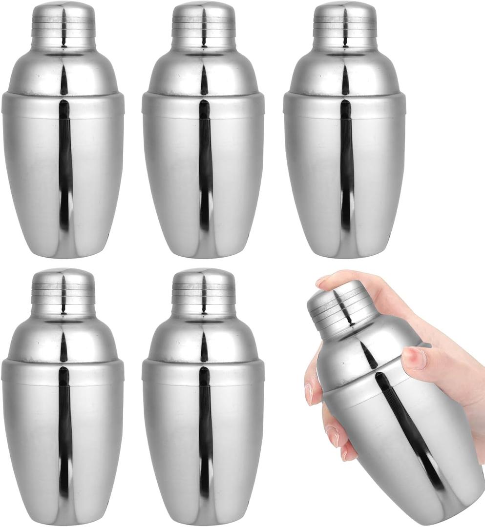 6PCS Mini Cocktail Shaker, Drink Shakers Cocktail,Stainless Mini Martini Shaker, Cocktail Shaker With Strainer, for Bar Tending, Espresso Shaker, for Bar Party Home Drink Mixers (8 OZ)