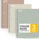 SUNEE Spiral Notebooks, 3 Pack, 1-Subject, College Ruled Paper, 8" x 10-1/2", 70 Sheets per Notebook, Assorted Aesthetic Colors Spiral Notebooks for School