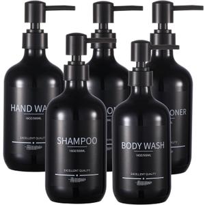Shampoo and Conditioner Dispenser(5Pack)16.9oz Refillable Shampoo and Conditioner Bottles,Dispenser for Shower (Black)