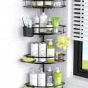 Aitatty Corner Shower Caddy Standing: 4-tier Rustproof Shower Organizer Shelf - Floor Shower Corner Shelf Rack Stand for Bathroom Black