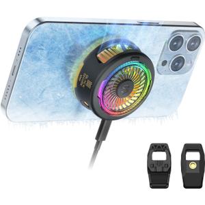Black Shark FunCooler 5 Magnetic Cell Phone Cooler for Gaming, Portable Mobile Phone Cooling Fan with RGB Light, Cellphone Radiator for iPhone Magnetic Series/Android/Tablet/iPad (Black)