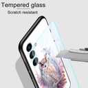 Bxgolkgd Designed for Samsung Galaxy A14 5G 6.6" 2023 Case,Tempered Glass Back Cover Designed with Silicone TPU Shockproof Anti-Scratch Bumper - Cute Owl