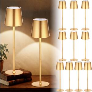 Retisee 12 Pack Cordless Table Lamp Portable Rechargeable Lamp, Gold