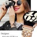 TOYOUTHS Celtic Knot Leather Band Compatible with Samsung Galaxy Watch 7 6 5 4 FE 40mm 44mm/Watch 6 Classic/Watch 5 Pro/Watch 4 Classic/Active 2/Watch 3 41mm Women, 20mm Slim Dressy Leather Strap (Starlight/Rose Gold Buckle)