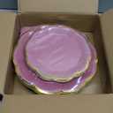 Kochorie 100 Pcs Dusty Pink Paper Plates and Napkins Gold Foil Scalloped Paper Plates & Napkins Disposable Tableware Set for Birthday Wedding Baby Shower Party Decorations