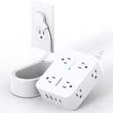 Extension Cord 15 Ft, Power Strip with 4 USB Ports(2 USB C), HANYCONY 8 Surge Protector Outlets with Flat Plug, Wall Mount, Desk for Home Office College Dorm Room Essentials