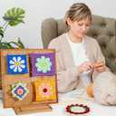 HHSarioneiro 15.6" Crochet Blocking Board with 16 Pins/Pegs, Blocking Boards for Crochet Projects, Wooden Crocheting Accessories Gifts for Crocheters