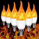 6-Pack LED Flame Light Bulb, 3 Mode E12 Edison Bulb, 1.2W Warm White, for Chandelier, Halloween Decorations, Christmas, Outdoor, Indoor