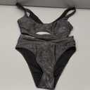 SUUKSESS Women Push up Color Block Bikini Sets Sexy Cheeky High Cut 2 Piece Swimsuit Cutout Backless Bathing Suit(size S)