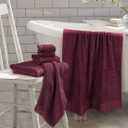 GLAMBURG 100% Cotton Ultra Soft 6 Pack Towel Set, Contains 2 Bath Towels 28x55 Inches, 2 Hand Towels 16x24 Inches & 2 Wash Coths 12x12 Inches, Compact Absorbent Lightweight & Quickdry - Burgundy