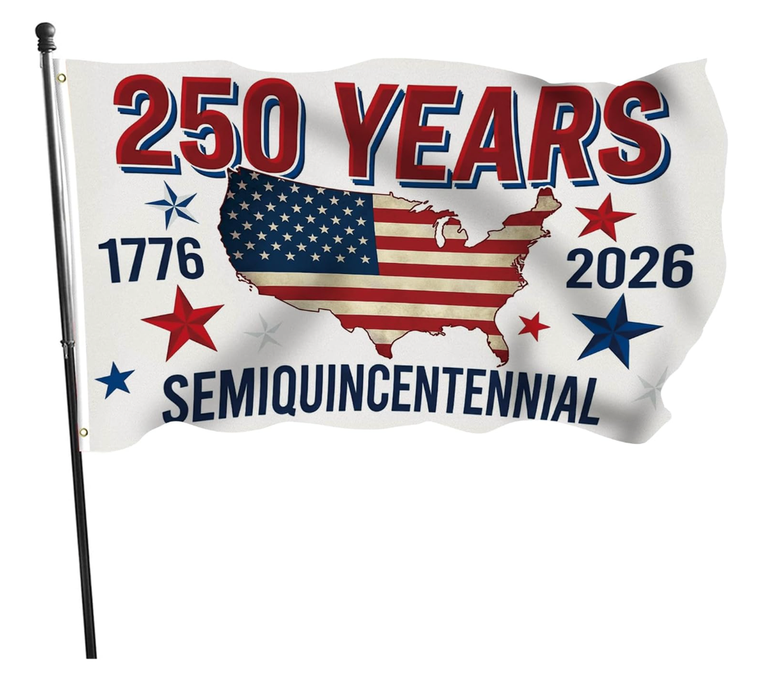 Patriotic 4th of July Decorations Outdoor - 250 Anniversary Usa Flag We The People Patriotic Stars and Stripes Banner Memorial Day White Vertical Single Sided Yard Outdoor Decor 3x5 Ft