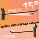 HUHOLE 10 Inch Slatwall Hooks (32 Pack), Heavy Duty 30lb Capacity for Garage Power Tools & Retail Display, Anti-Rust Powder Coated Steel with Non-Slip Rubber Tip