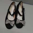 Hehainom Girls Mary Jane Dress Shoes Rhinestones Bows Flower Girl Wedding Princess Low Heels Toddler Little Kids Pump Shoes (Blacksuede,2 Little Kid)