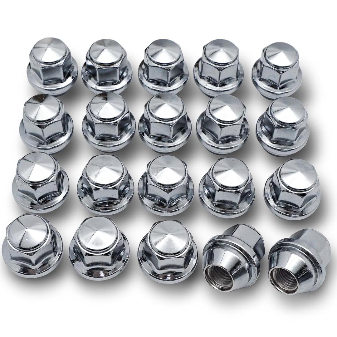 20PCS M12*1.5 Lug Nut - 3/4" 19mm Hex 32mm Length - Chrome Factory Style Wheel Nut for 2011-2020 Ford Focus Escape Fusion Fiesta Ranger EcoSport Transit Connect Lincoln MKC MKZ (OEM# 611-303)