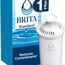 Brita Standard Water Filter, BPA-Free, Replaces 1,800 Plastic Water Bottles a Year, Lasts Two Months or 40 Gallons, Includes 1 Filter, Kitchen Essential
