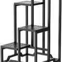 DHYGOTFUR Plant Stand - Aluminum Indoor/ Outdoor Flower Rack, Waterproof & Rust-Proof, Stable Support for Pots, Perfect for Living Room, Balcony, Garden, and Office (Black, 4 Tier)