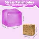 Squishy Ice Cube Fidget Toy,Large Squeeze Toys, Big Squishy Stress Ball with Durable Soft Texture, Extra-Satisfying Squeeze Toy for Adults and Boys & Girls Age 3+ (2.76in) (Purple)