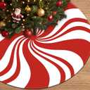 Candy Cane Christmas Tree Skirt 36 Inch Red White Christmas Tree Decorations Cute Xmas Tree Mat Ornaments for Home Holiday Party Indoor Outdoor (Red & White, 36 Inches)