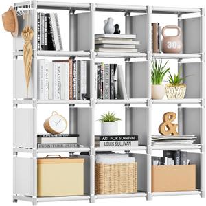 Mavivegue Book Shelf, 12 Cube Storage Organizer, Closet Storage Organizer, White Cubicle Storage Rack