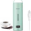 Sekaer Travel Electric Tea Kettle Portable Small Mini Coffee Kettle, with 4 Variable Presets, Personal Hot Water Boiler 304 Stainless Steel with Auto Shut-Off & Boil Dry Protection (Green)