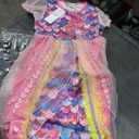 LQSZ Girls Princess Dresses Toddler Tulle Dress Cute Puff Sleeve Mermaids Kids Dress for Summer Size 6 T