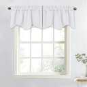 Bathroom Valances for Small Windows, Rod Pocket Elegant 50 inches by 20 inches Scalloped Valance Curtain Panel for Living Room/Kitchen (Greyish White, 1 Piece) Nicetown Bathroom Valances White