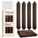 TULOBI Heatless Curls Overnight, 4PCS Jumbo Velvet Heatless Curling Rods with Satin Scarf & Mesh Bag, Hair Curlers to Sleep in, No Heat Blowout Rollers for Long Thick Fine Hair, Brown