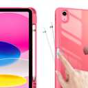 ProCase for iPad (A16) 11th Generation 11 Inch 2025/10th Generation 10.9 Inch 2022 Case with Pencil Holder, Hybrid iPad 11 10 Case with Clear Back, Supports Auto Wake/Sleep -Pink