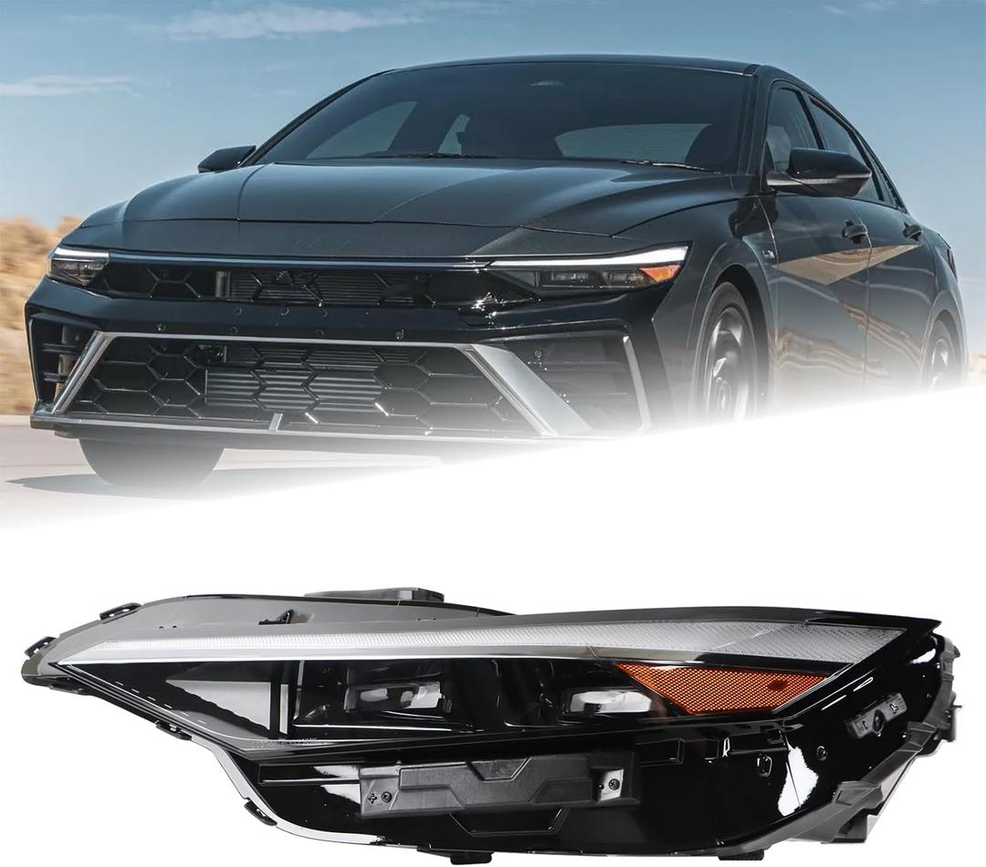 LH USA Tpye LED Headlight Assembly Fit for 2024 2025 Hyundai Elantra Headlamp Left Driver Side W/Module Double Lentille 92101AA740 92101-AA740