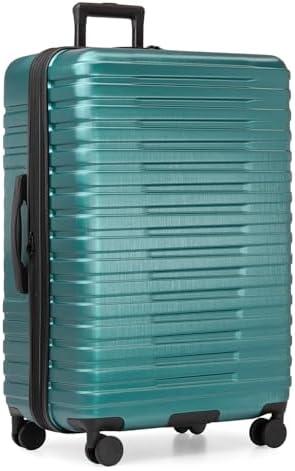 U.S. Traveler Boren Polycarbonate Hardside Rugged Travel Suitcase Luggage with 8 Spinner Wheels, Aluminum Handle, Teal, Checked-Large 30-Inch Wheel Is Beoken