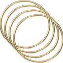 uxcell 4Pcs Metal Purse Handle, Round Handbag Ring Buckle Bag Handle Replacement for DIY Handmade Woven Bag Luggage Hardware Accessories, Gold