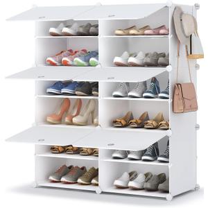 HOMIDEC Shoe Rack, 6 Tier Shoe Storage Cabinet 24 Pair Plastic Shoe Shelves Organizer for Closet Hallway Bedroom Entryway,White, 2 by 6