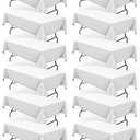 Pureegg Rectangle Table Cloth 60" x 102" – Durable Polyester Tablecloth Offers Reusable & Washable Protection, Ideal for Outdoor Party, Picnic, Wedding, Banquet and Birthday, 12 Pack, White