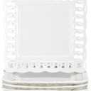 Ceramic Square Dinner Plates, 11 inch Square Serving Plate Set of 4 for Steak Pasta Salad Snacks Pizza Appetizer, New Bone Porcelain Plates with Lace Rim, Party Wedding Birthday Christmas Gift, White