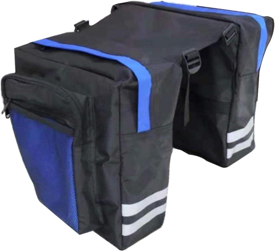 Just E Joy Bicycle Saddle Bag, Waterproof Panniers for Bicycles, Mountain Bike Basket Rear Seat Double Luggage Rack with Adjustable Hook Handle Reflective Trim and Large Pockets