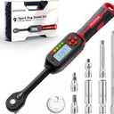 3/8 Torque Wrench Digital (5-99.6 Ft.Lb/6.8-135 N.m) 2% Accuracy Digital Spark Plug Socket & Tire Inch Pound Torque Wrench with Buzzer and LED Flash Notification Track Mode for Moto Auto