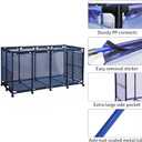 JEFEE Pool Storage Bins Rolling Pool Safety Storage Cart Standard Noodles Holder Organizer with Nylon Mesh, for Pool Floats Storage, Pool Toys Storage Large Capacity 64.57" L*30.51" W*33.46" H Blue